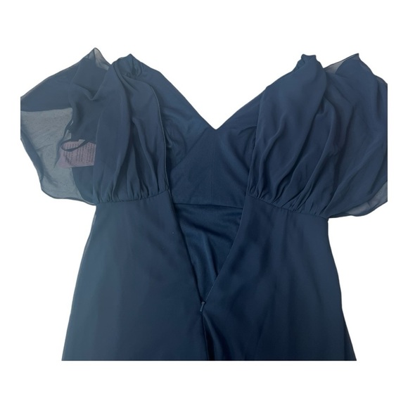 After Six Midnight Blue V-Neck Split Sleeve Blouson Bodice Maxi Dress - 1565  6R - Picture 7 of 14